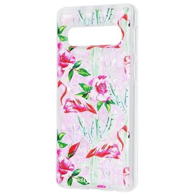 Чехол с блестками Lovely Stream для Samsung Galaxy S10 G973 Flamingo and cactus 45145