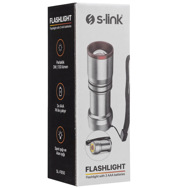 Фонарь ручной S-Link SL-F850 3хААА Silver 66407