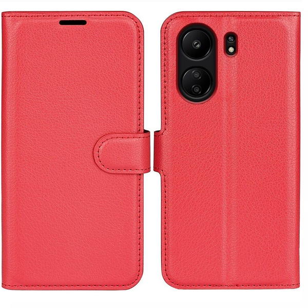 Чохол-книжка зі шкір-заму для Xiaomi Redmi 13C/Poco C65 Червоний