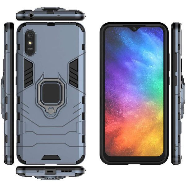 Противоударный чехол Transforme Ring для Xiaomi Redmi 9A Серый / Metal slate 43340