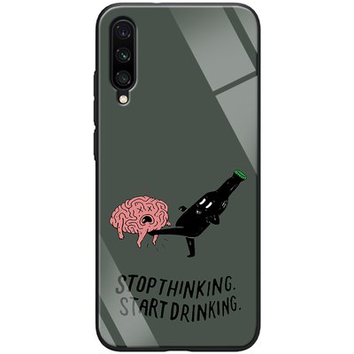 Чехол TPU+Glass ForFun для Xiaomi Mi A3 / CC9e Stopthinking / Серый 45453