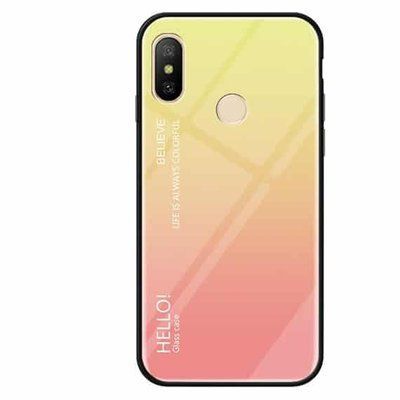 Чохол TPU+Glass Gradient HELLO для Xiaomi Redmi Note 6 Pro Жовтий / Рожевий 33251