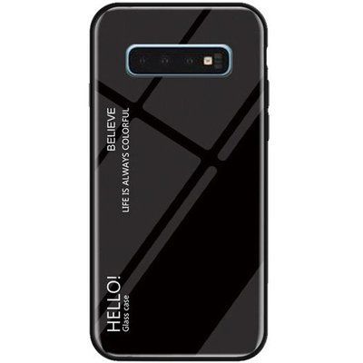 Чехол TPU+Glass Gradient HELLO для Samsung Galaxy S10 G973 Черный 44394