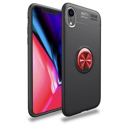 Чехол Din Color Magnet Ring для Iphone XR Черный / Красный 35210
