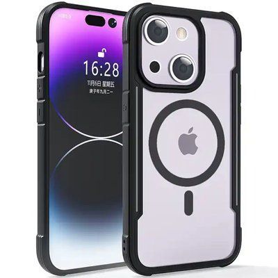 Чохол Defense MagSafe для Iphone 15 Прозорий / Чорний 83242