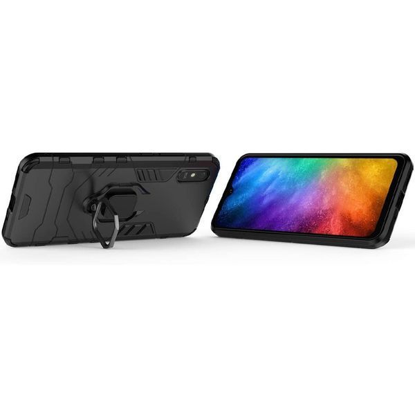 Противоударный чехол Transforme Ring для Xiaomi Redmi 9A Черный / Soul Black 43341