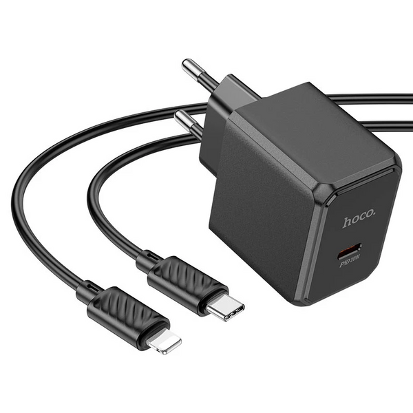 Мережевий зарядний пристрій HOCO CS13A PD20W+кабель Type-C to Lightning Black 85119