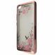 Чехол с цветами и стразами для Iphone 5 / 5s / 5c / SE Прозрачный / Rose gold 44015