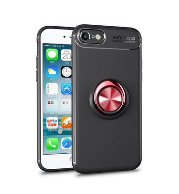 Чехол Din Color Magnet Ring для Iphone 7 / 8 / SE 2020 Черный / Красный 35054