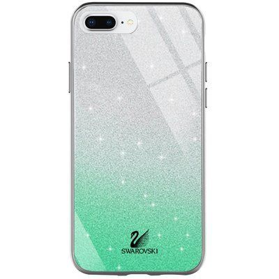 Чехол TPU+Glass с блестками Swarovski для Iphone 7 Plus / 8 Plus Бирюзовый 56105