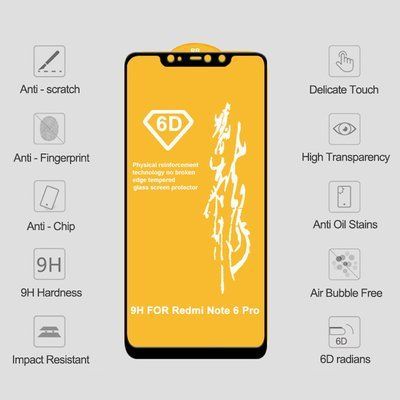 Захисне скло 6D Full для Xiaomi Redmi Note 6 / 6 Pro Black 36109