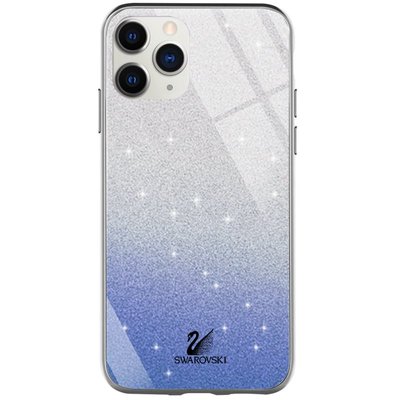 Чехол TPU+Glass с блестками Swarovski для Iphone 11 Pro Синий 37417