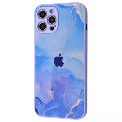 Чохол TPU+Glass Marble Clouds для Iphone 12 Pro Max Blue 60348