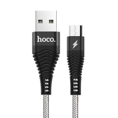 Кабель Hoco U32 Steel Braided USB - MicroUSB 2.4A 1.2м Black 36512