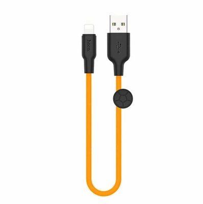 Кабель Hoco X21 plus Silicone USB - Lightning 2.4A 0.25м Black / Orange 39110