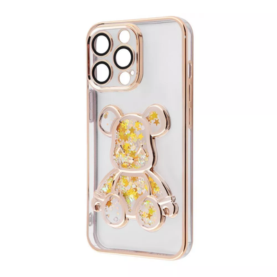 Чехол Shining Bear с блестками для Iphone 13 Pro Gold 80297