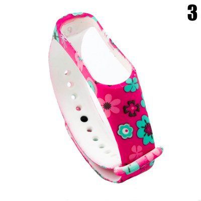 Ремешок с рисунком для Xiaomi Mi Band 3/4 Цветы / Розовый 43696