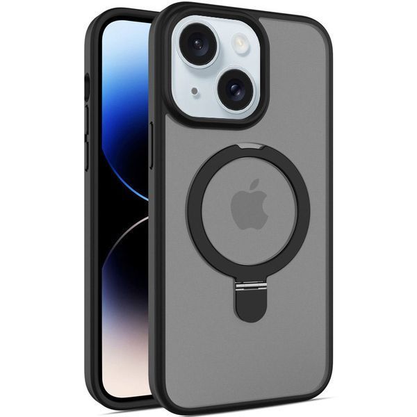 Чохол Metal Buttons MagSafe Colorful HQ Ring для Iphone 13/14 Black 84153