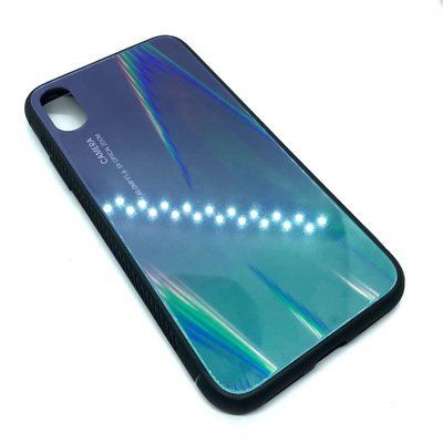 Чохол TPU+Glass Gradient для Iphone XS Max Фіолетовий / Зелений 34954