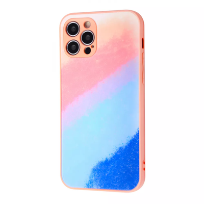 Чохол TPU+Glass Bright NoLogo для Iphone 12 Pro Pink / Blue 61279