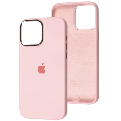Чехол Silicone Case Metal для Iphone 13 Розовый / Chalk Pink 80598
