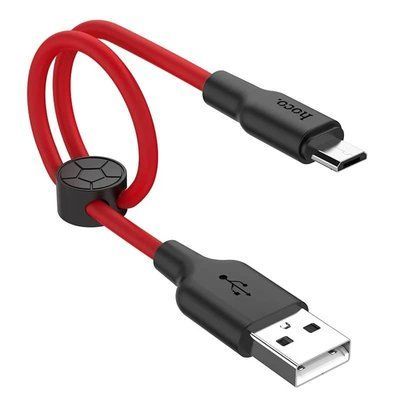Кабель Hoco X21 plus Silicone USB - MicroUSB 2.4A 0.25м Black / Orange 39111