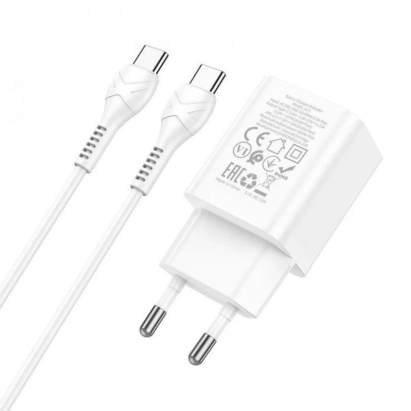 Мережевий зарядний пристрій Hoco N27 Innovative 20W 1 Type-C+кабель Type-C to Type-C White 81315