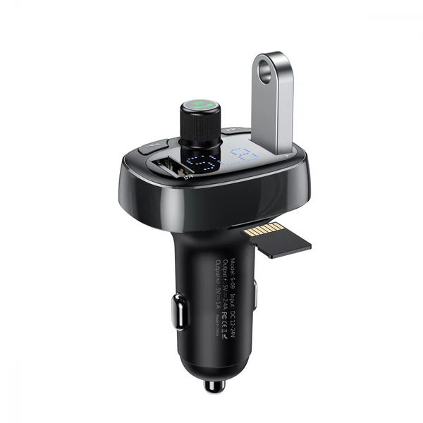 Автомобильный FM модулятор Baseus S-09 Bluetooth 2USB / 2.4A Black 66561