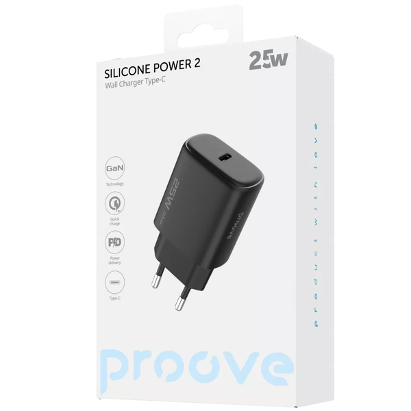 Мережевий зарядний пристрій Proove Silicone Power 2 25W Type-C Black 87122
