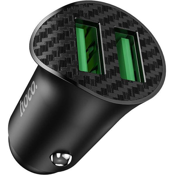 Автомобільний зарядний пристрій Hoco Z39 + Quick Charge 3.0 + USB Cable MicroUSB 2USB / 18W Black 57720