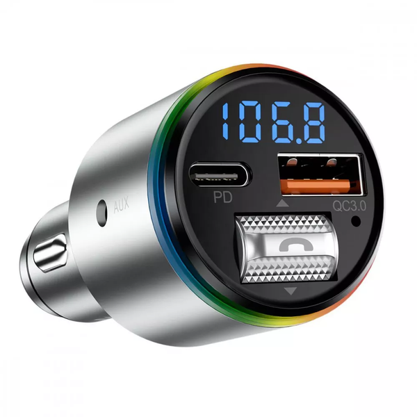 Автомобільний FM модулятор Proove Power Drive PD30W+QC3.0 Type-C+USB+AUX Silver 89259
