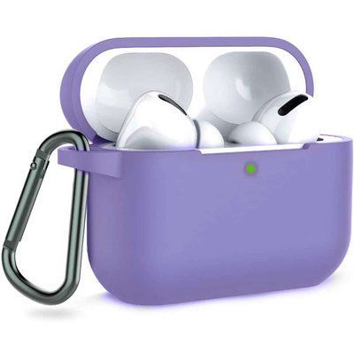 Чохол Silicone Case з карабіном для Apple Airpods Pro Бузковий / Light purple 39567