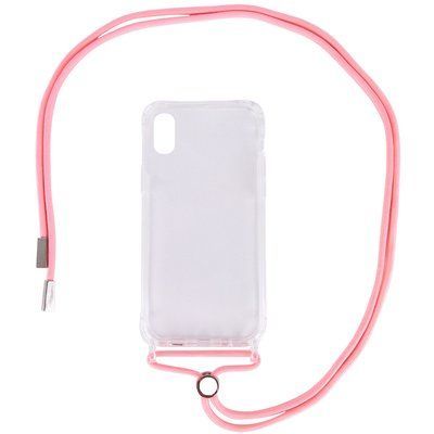 Чехол Crossbody Transparent со шнурком для Iphone XS Max Розовый 57158