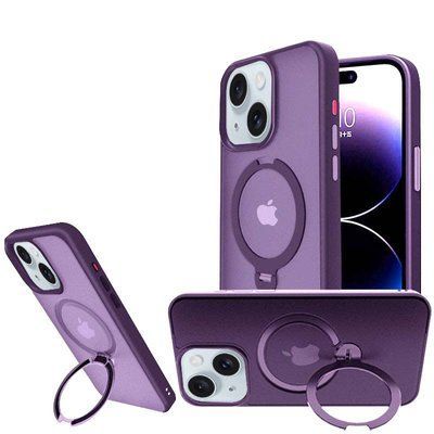 Чохол Metal Buttons MagSafe Colorful HQ Ring для Iphone 13 / 14 Purple 84155