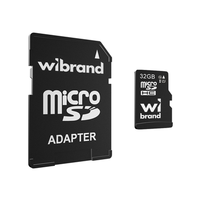 Карта пам'яті Wibrand microSDHC (UHS-1) 32Gb class 10 (adapter SD) Black 88506