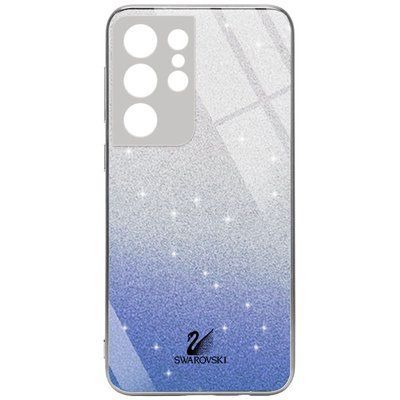 Чехол TPU+Glass Swarovski Full для Samsung Galaxy S21 Ultra Синий 56059