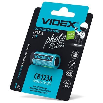 Батарейка VIDEX CR123A LITHIUM 1шт 84054