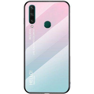 Чохол TPU+Glass Gradient HELLO для Huawei Y6P Рожевий / М'ятний 43864