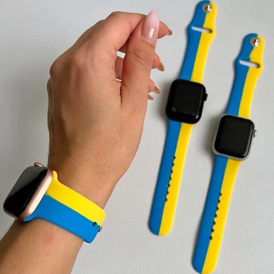 Ремешок Silicone Ukraine Edition для Apple Watch 42/44/45/49 mm Синий / Желтый 66159