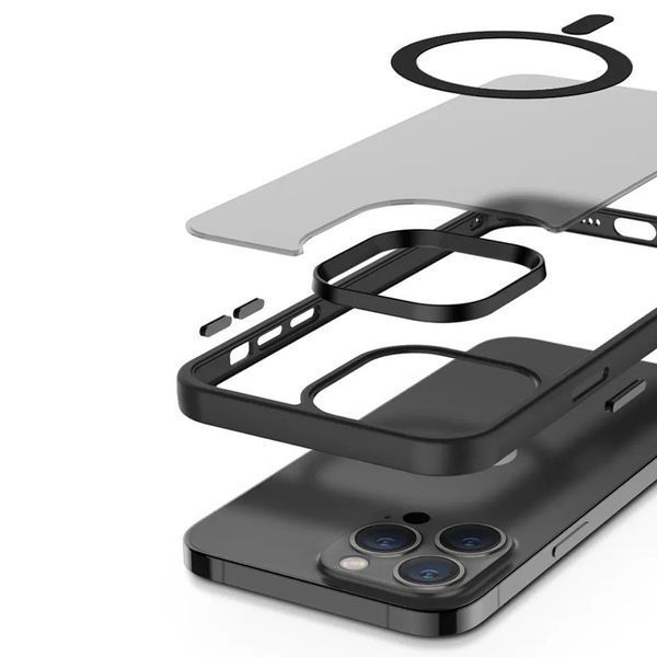 Чохол Metal Buttons MagSafe Colorful для Iphone 13 Pro Чорний 84205