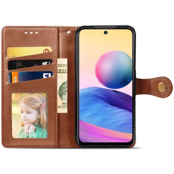 Чехол-книжка ETMA Gelan для Xiaomi Redmi 10C / Poco C40 Коричневый 83196