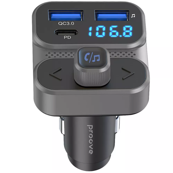 Автомобільний FM модулятор Proove Luxor SE 36W (PD+QC3.0) Type-C+USB Gray 89260