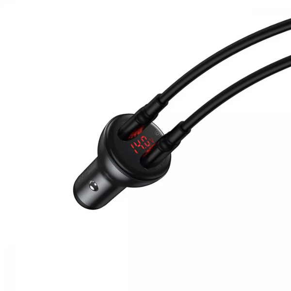 Автомобільний зарядний пристрій Baseus Digital Display SCP 2USB / 45W Gray 61020