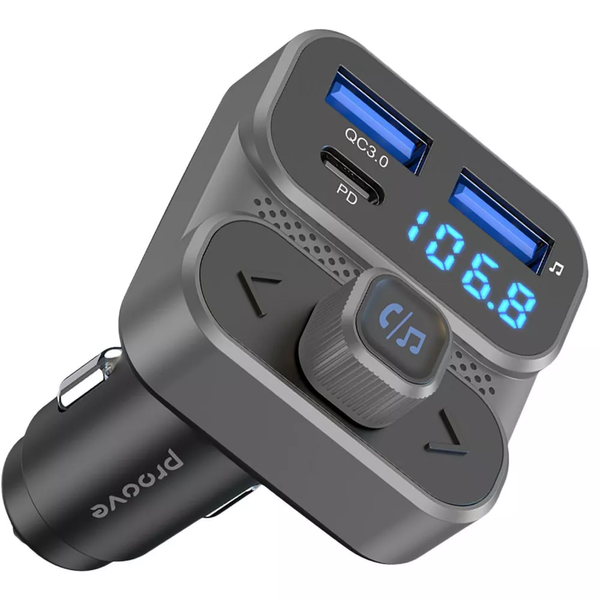 Автомобільний FM модулятор Proove Luxor SE 36W (PD+QC3.0) Type-C+USB Gray 89260