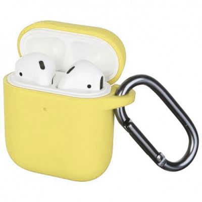 Чехол Silicone Slim с карабином для Apple Airpods 1/2 Melow Yellow 82231