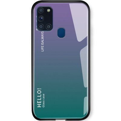 Чохол TPU+Glass Gradient HELLO для Samsung Galaxy A21s Бузковий 44057