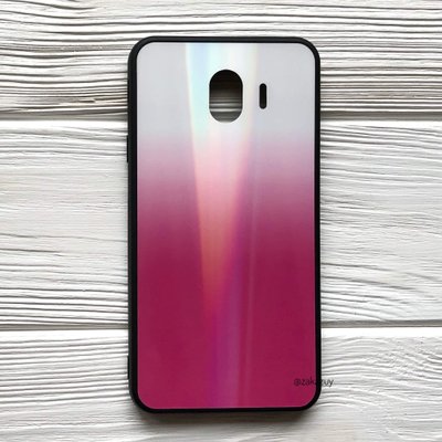 Чехол TPU+Glass Gradient Aurora для Samsung J400 Galaxy J4 2018 Белый / Розовый 33827