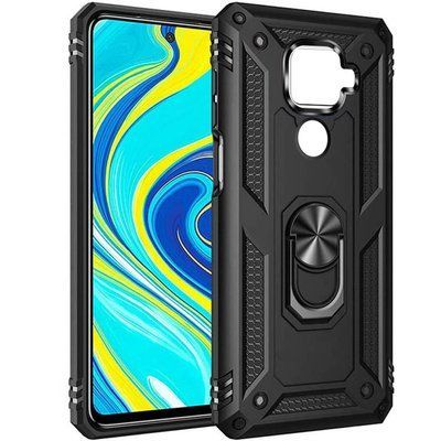 Противоударный чехол Serg Magnet Ring для Xiaomi Redmi Note 9 / Redmi 10X Черный 42941