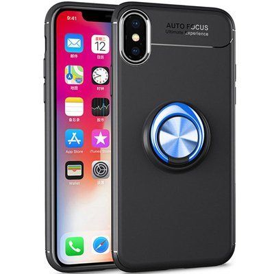 Чехол Din Color Magnet Ring для Iphone X / XS Черный / Синий 52911