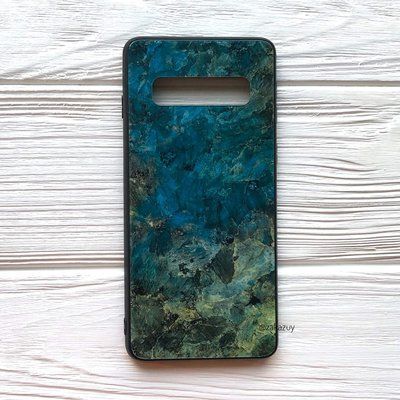 Чехол TPU+Glass Luxury Marble для Samsung G975 Galaxy S10 Plus Морская волна 34085